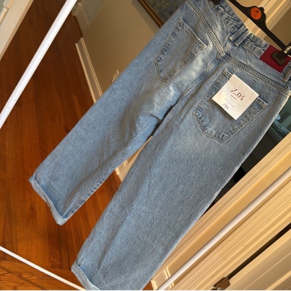 ZARA Z1975 mid rise relaxed fit turn up hem jeans - Picture 4 of 9